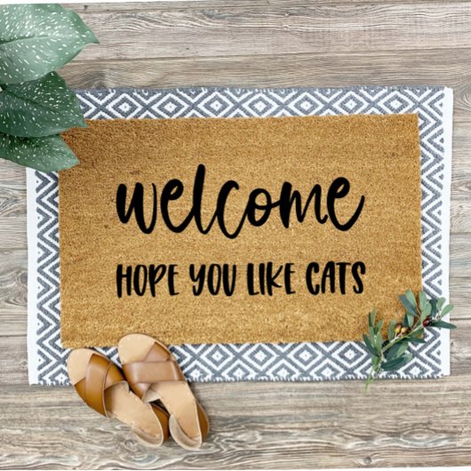 Paillasson J'espère que vous aimez les chats Welcome Mat Door