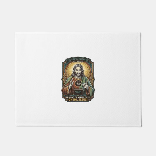 Paillasson Jésus Fond Écran Noir Couverture Webcam Virtuelle (Devant)