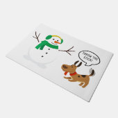 Paillasson Jetez Le Bâton Snowman & Chien Mignonne Noël Drôle (Incliné)