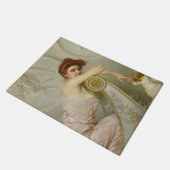 Paillasson Jeune Dame Attrayante En Frappant Son Chien Chiot (Incliné)