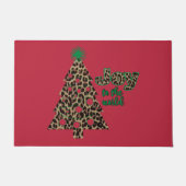Paillasson Joie au sapin de Noël empreinte de léopard du mond (Devant)