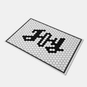 Paillasson Joie Script Holiday Faux Carrelage noir et blanc (Incliné)