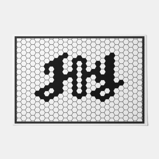 Paillasson Joie Script Holiday Faux Carrelage noir et blanc (Devant)