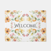 Paillasson Joli Boho Orange rose Aquarelle Fleurs sauvages (Devant)