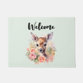 Paillasson Joli Cerf Entouré D'Accueil Rose (Devant)