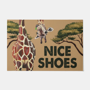 Paillasson Joli Chaussures Mat, Drôle Giraffe Dit Bienvenue