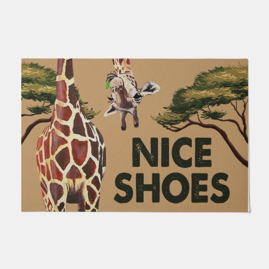 Paillasson Joli Chaussures Mat, Drôle Giraffe Dit Bienvenue (Devant)