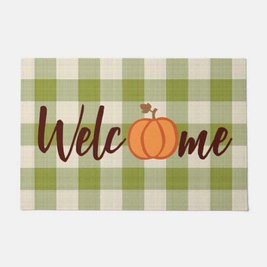 Paillasson Joli Citrouille Bienvenue Wordart Sur Fall Green E (Devant)