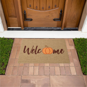 Paillasson Joli Citrouille Bienvenue Wordart Sur Faux Jute Te