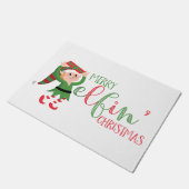 Paillasson Joli Elf Joyeux Elfin mat de Noël (Incliné)