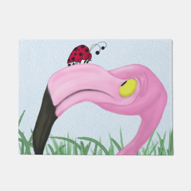 Paillasson Joli Flamant rose rose (Devant)