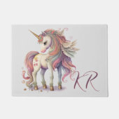 Paillasson Joli Imaginaire Unicorn Rainbow Pastel Initiales (Devant)