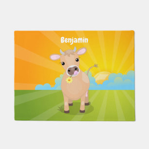 Paillasson Joli joli maillot de vache et dessin de fleurs
