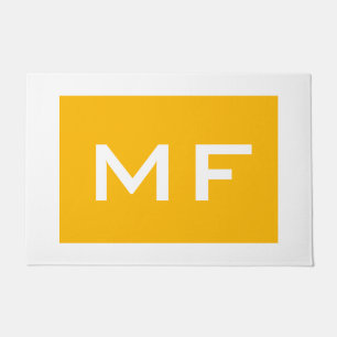 Paillasson Joli Monogramme Jaune Blanc Votre Nom