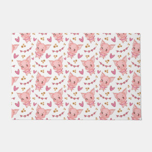 Paillasson Joli Motif De Cochon Avec Coeurs
