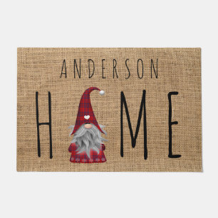 Paillasson Joli nom de famille vacances de Noël Gnome à carre