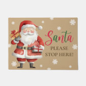 Paillasson Joli Père Noël S'Il Vous Plaît Arrêter Ici Snowfla (Devant)