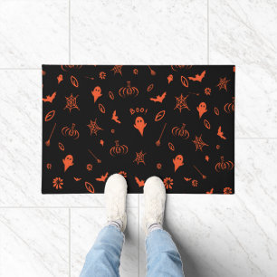 Paillasson Joli Petit Fantôme Effrayant Halloween Noir Orange