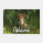 Paillasson Joli renard bébé dans une forêt verte Bienvenue (Devant)