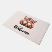 Paillasson Joli renard orange en amour Bienvenue (Incliné)