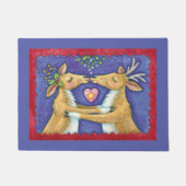 Paillasson Joli renne de Noël, Baiser romantique avec Mistlet (Devant)