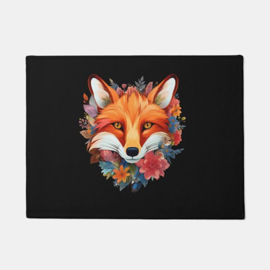 Paillasson Jolie aquarelle Fleur Fox (Devant)