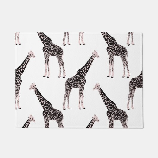 Paillasson Jolie Giraffe noire blanche rose (Devant)