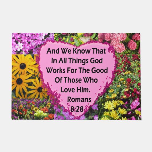 PAILLASSON JOLIE ROMAINE FLORALE 8:28 BIBLE VERSE (Devant)