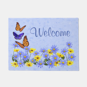 Paillasson Jolies papillons et marguerites Jardin de printemp
