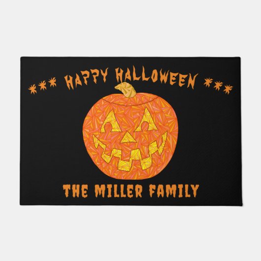 Paillasson Jolly Jack-o'-lantern Personnalisé Joyeux Hallowee (Devant)