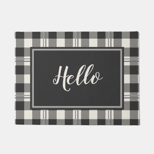 Paillasson Joueur Bonjour Buffalo Plaid Doormat Design (Devant)