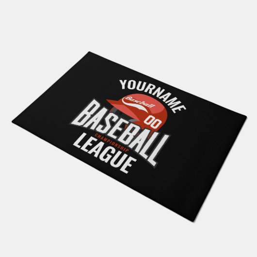 Paillasson Joueur de baseball personnalisé NOM Équipe Champ C (Incliné)