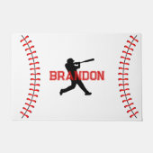 Paillasson Joueur De Baseball Silhouette Avec Nom Thème De Sp (Devant)