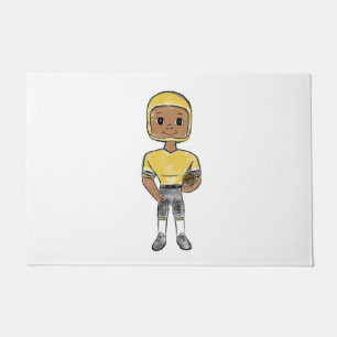 Paillasson joueur de football vintage rétro noir jaune simple