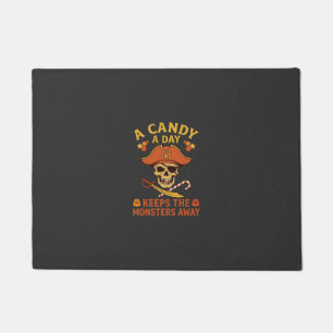 Paillasson Jour de bonbons Halloween Pirate Crâne Canne