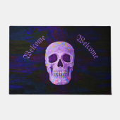 Paillasson Jour Du Crâne De Mort Violet Bleu Néon Gothique (Devant)