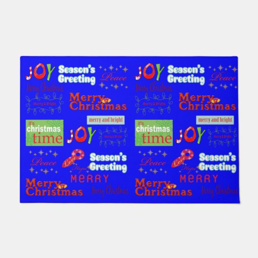 Paillasson Joy Peace Christmas Blue Matt Doormat (Devant)