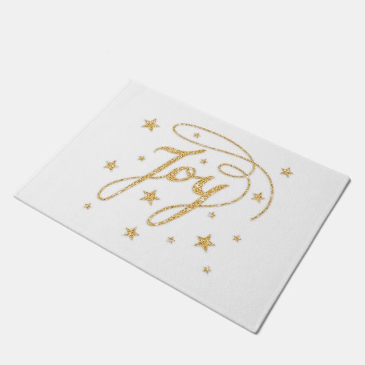 Paillasson JOY Texte Faux Gold Parties scintillant Look Noël (Incliné)