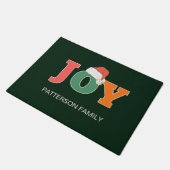 Paillasson JOY ! Typographie de script Santa Hat Famille pers (Incliné)