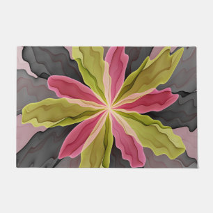 Paillasson Joy, Vert rose Anthracite Imaginaire Fleur Fractal
