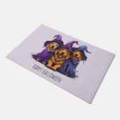 Paillasson Joyeuse Halloween Golden Retriever Chiens sorcière (Incliné)