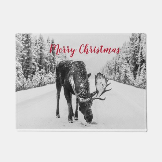 Paillasson Joyeuse Moose De Noël En Neige (Devant)