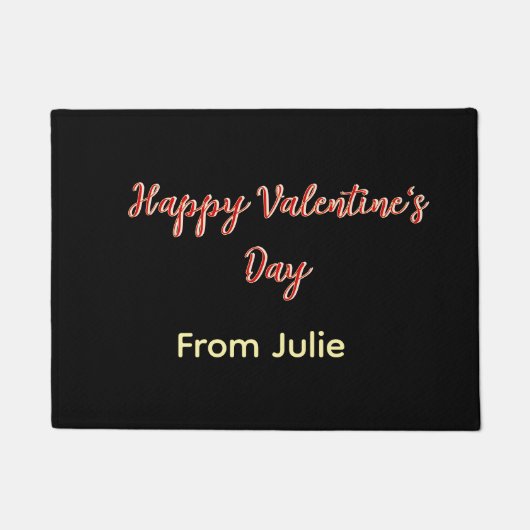 Paillasson Joyeuse Saint-Valentin rouge noir de nom stylé (Devant)