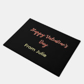Paillasson Joyeuse Saint-Valentin rouge noir de nom stylé (Incliné)