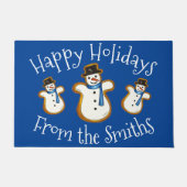 Paillasson Joyeuses vacances Blue Snowman sucre biscuit Noël (Devant)