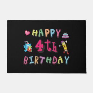 Paillasson Joyeux 4e anniversaire. 4 ans b-jour.