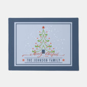 Paillasson Joyeux arbre de Noël moderne Nom de famille Monogr (Devant)