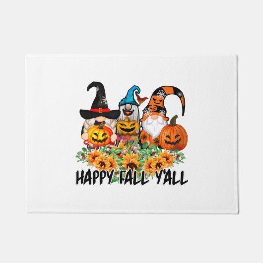 Paillasson Joyeux automne Y'all Gnome Leopard Gnome Sunflower (Devant)