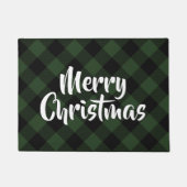 Paillasson Joyeux Buffle de Noël Plaid Check Tartan vert (Devant)