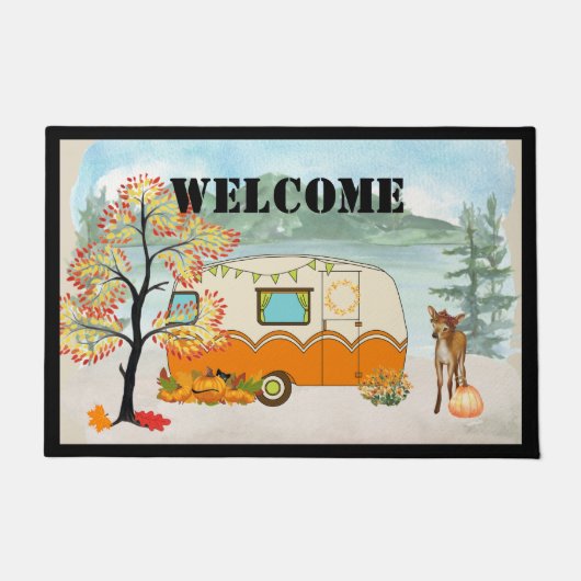 Paillasson Joyeux Camper Automne Porte Mat (Devant)